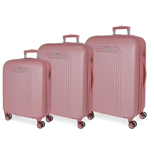 MOVOM Riga Koffer-Set, Rosa, 55/70/80 cm, ABS, Verschluss TSA 91L, 10,88 kg, 4 Doppelrollen, Handgepäck, Rosa, Talla única, Koffer Set von MOVOM