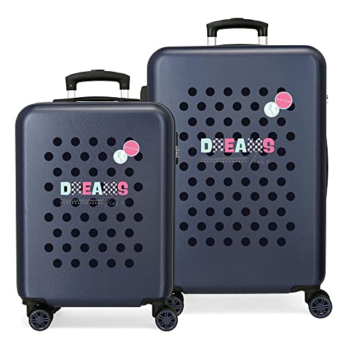 Movom Dreams Time Koffer-Set, blau, 55/65 cm, starr, ABS-Kombinationsverschluss, seitlich, 91, 6 kg, 4 Räder, Handgepäck von MOVOM