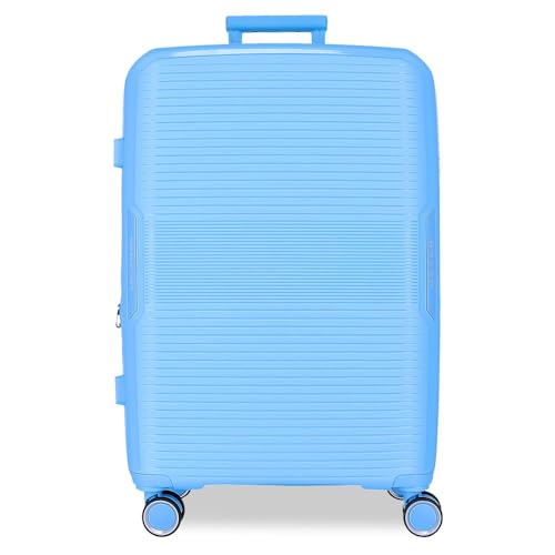 Movom Inari Koffer mittelgroß, blau, 49 x 68 x 27 cm, starr, Polypropylen, Verschluss TSA 76L, 3,86 kg, 4 Doppelrollen, blau, Mittelgroßer Koffer von MOVOM