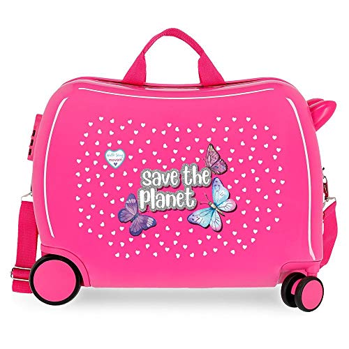 Enso Save The Planet Kinder-Koffer Rosa 50x38x20 cms Hartschalen ABS Kombinationsschloss 34L 2,1Kgs 4 Räder Handgepäck von MOVOM