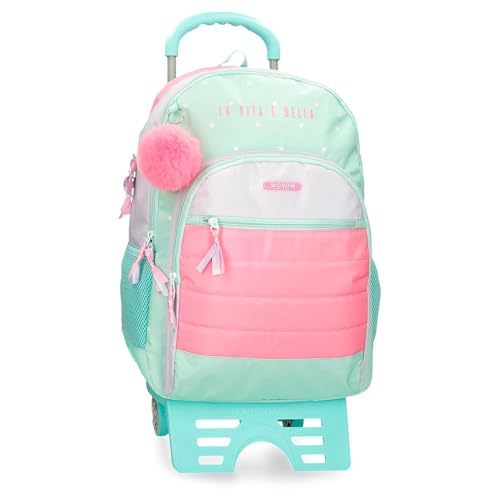 Movom La Vita è Bella Schulrucksack mit Trolley, Grün, 33 x 46 x 17 cm, Polyester, 25,81 l, grün, Schulrucksack mit Trolley von MOVOM