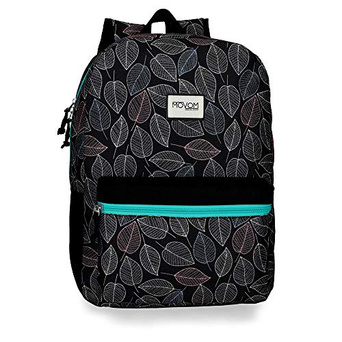 Movom Leaves Rucksack Schwarz 32x42x16 cms Polyester 21.5L von MOVOM