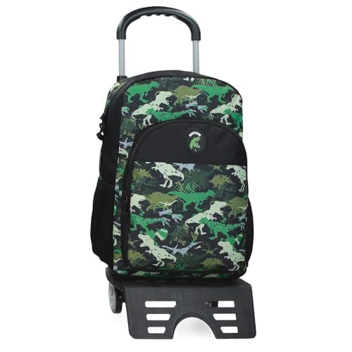 Movom Raptors Schulrucksack mit Trolley, Schwarz, 30 x 40 x 13 cm, Polyester, 15,6 l, Schwarz, Schulrucksack mit Trolley von MOVOM