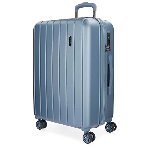 Movom Wood Großer Koffer Blau 52x75x33 cms Hartschalen ABS TSA-Schloss 109L 4,9Kgs 4 Doppelräder Erweiterbar von MOVOM