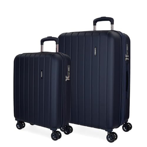 Movom Wood Kofferset Blau 55/70 cms Hartschalen ABS TSA-Schloss 119L 4 Doppelräder Handgepäck von MOVOM