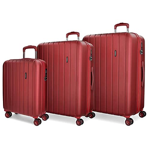 Movom Wood Kofferset Rot 55/65/75 cms Hartschalen ABS TSA-Schloss 220L 4 Doppelräder Handgepäck von MOVOM