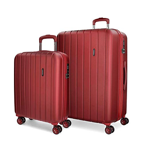 Movom Wood Kofferset Rot 55/70 cms Hartschalen ABS TSA-Schloss 119L 4 Doppelräder Handgepäck von MOVOM