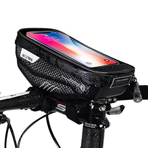 Fahrrad Lenkertasche, Wasserdicht Fahrrad Oberrohrtasche, Fahrradtasche Handyhalterung Ständer für iPhone 12 Pro 11 Pro Max XS MAX XR X 8 7 6S 6 Plus Samsung Smartphones unter 6.5 Zoll von MOZOWO