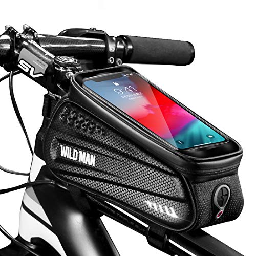 Fahrrad-Rahmentasche, Wasserdichte Fahrrad-Lenkertasche, Fahrradtasche Fahrradtasche Handytasche Halterung Ständer für iPhone 12 11 Pro Max XS MAX XR X 8 7 6 6S Plus Samsung Smartphones unter 6,5 Zoll von MOZOWO