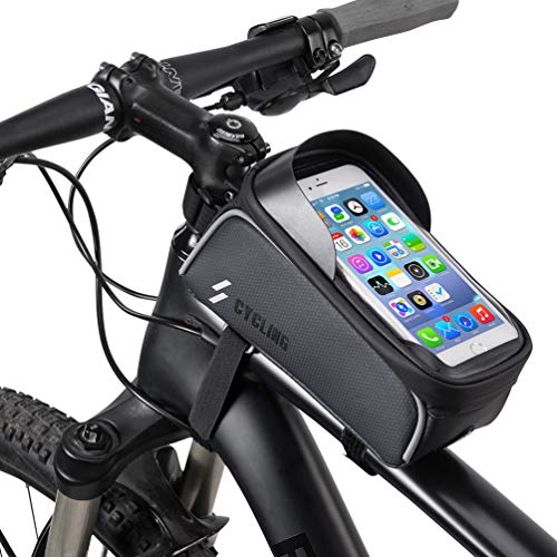 Fahrradrahmen-Tasche, wasserdichte Fahrrad-Lenkertasche, Fahrradtasche, Fahrradtasche, Halterung für iPhone XS, MAX XR X 8, 7, 6, 6S Plus, Samsung S9, S8, Smartphones unter 16,5 cm von MOZOWO