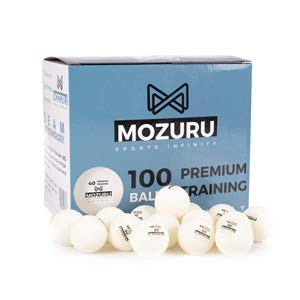 MOZURU - Tischtennisbälle 3 Sterne Qualität - 100er Pack Premium ABS Kunststoff 40+ mm - Ideal für Training & Wettkampf, Weiß, Kunststoff von MOZURU