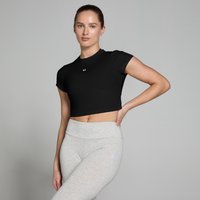 MP Damen Basics Körperbetontes Kurzarm-Crop-T-Shirt – Schwarz - XL von MP
