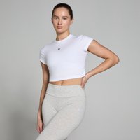 MP Damen Basics Körperbetontes Kurzarm-Crop-T-Shirt – Weiß - XL von MP