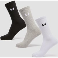 MP Unisex Crew-Socken (3er-Pack) – Weiß/Schwarz/Hellgrau - UK 12-14 von MP