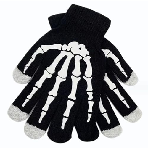 Skelett Handschuhe mit Touch Funktion, Strick mit Druck, Für Damen und Herren, Einheitsgröße von MPG