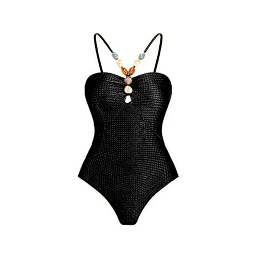 MPOWRX Bademode Damen Retro Print Biquini Rock Cover Up Monokini Badeanzug Kleid-schwarzer Bikini-M von MPOWRX