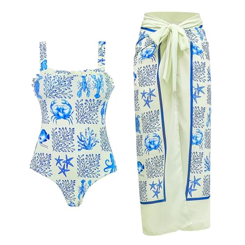 MPOWRX Einteilige Frauen Badeanzüge 3D Blume Badebekleidung Monokini Kleid Badeanzug-Nr. 4-L von MPOWRX