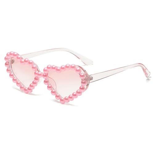MPOWRX Sonnenbrille Frauen herzförmige bonbonfarbe Punk Sonnenbrille Damen Femme Brille -pink von MPOWRX