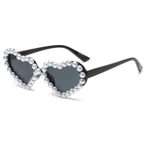 MPOWRX Sonnenbrille Frauen herzförmige bonbonfarbe Punk Sonnenbrille Damen Femme Brille -schwarz von MPOWRX