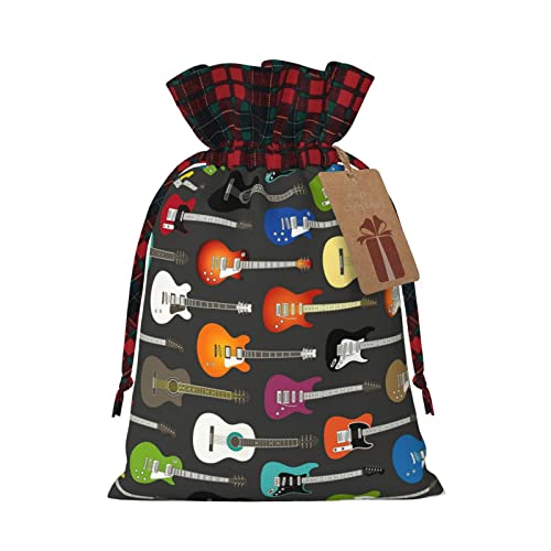 Weihnachtliche Leinen-Geschenktüten, bunte Gitarren, Weihnachts-Leckerli-Taschen mit Kordelzug, für Weihnachtsgeschenke von MQGMZ