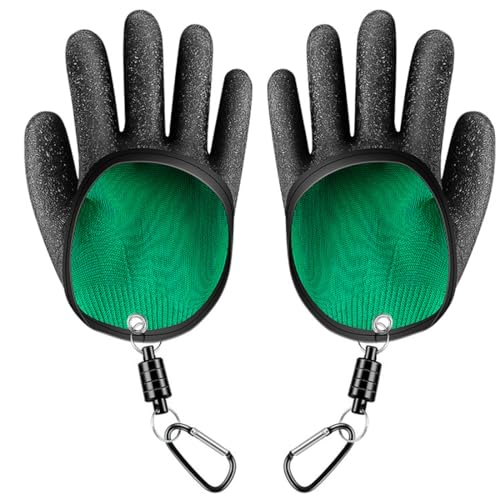 MQLSAERI wasserdichte Angelhandschuhe 2 Stück Stichfeste, bissfeste und wasserdichte Handschuhe mit Magnetverschluss für sicheres Handling von Raubfischen wie Hecht von MQLSAERI