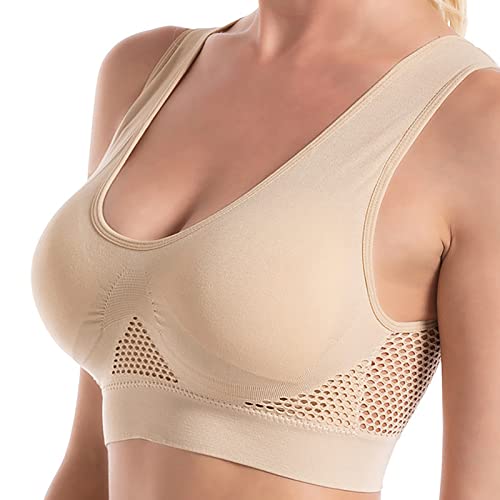 MQSHUHENMY Breathable Cool Lift Up Air Bra, Women's Seamless Air Permeable Cooling Comfort Bra, Breathable Comfort Air Bra (Beige,2XL) von MQSHUHENMY