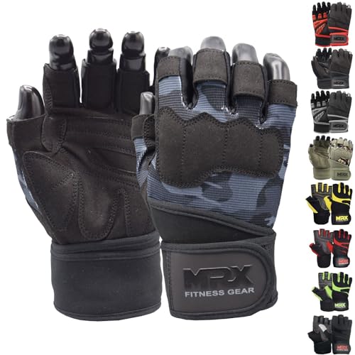 MRX Gewichtheber-Handschuhe für Herren, Workout-Handschuhe, Handgelenkstütze, Hebehandschuhe, männlich, Fitness-Zubehör für Herren, Gewichtheben, fingerlos, Fitnessstudio, Übung für Powerlifting von MRX BOXING & FITNESS