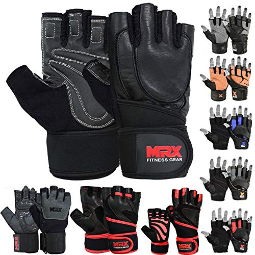 MRX Gewichtheben Handschuhe Pro Series mit Handgelenkstütze Schwarz, schwarz von MRX