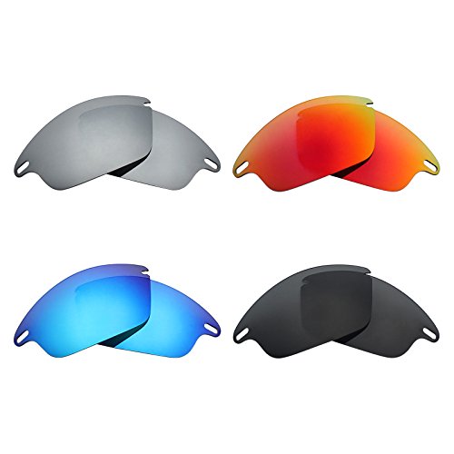 MRY, polarisierte Ersatzgläser für Oakley Fast Jacket-Sonnenbrillen, Stealth-Schwarz/Feuerrot/Eisblau/Silber-Titan, 4 Paar von MRY
