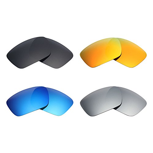 MRY 4 Paar Polarisierte Ersatz Gläser für Oakley Fuel Cell sunglasses-stealth schwarz/fire rot/ice blau/silber titan von MRY