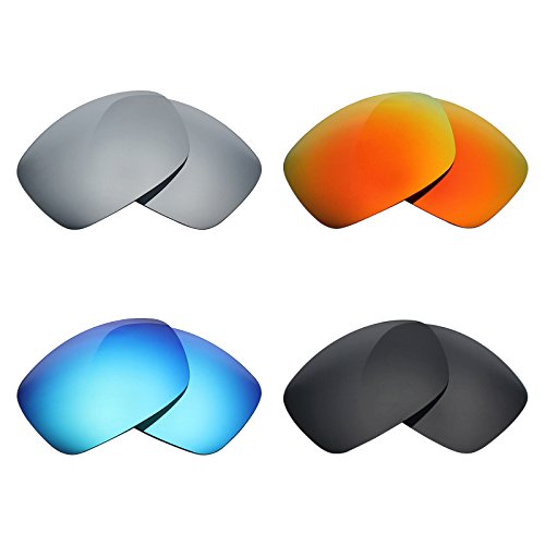 MRY 4 Paar Polarisierte Ersatz Gläser für Oakley Ravishing sunglasses-stealth schwarz/fire rot/ice blau/silber titan von MRY