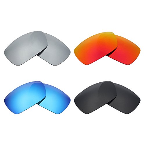 MRY 4 Paar Polarisierte Ersatz Gläser für Oakley Spike sunglasses-stealth schwarz/fire rot/ice blau/silber titan von MRY