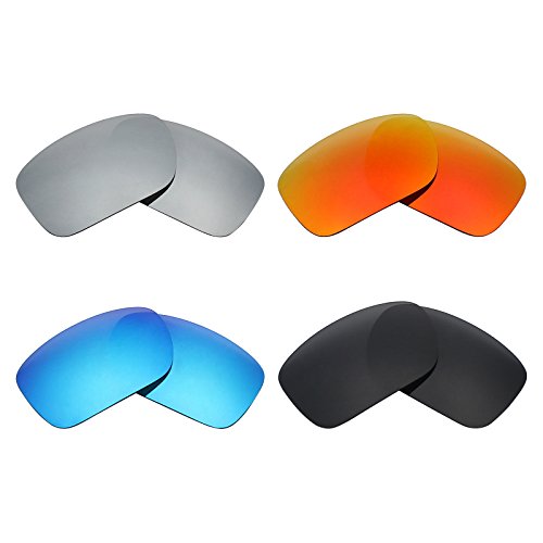 MRY 4 Paar Polarisierte Ersatz Gläser für Oakley Turbine sunglasses-stealth schwarz/fire rot/ice blau/silber titan von MRY