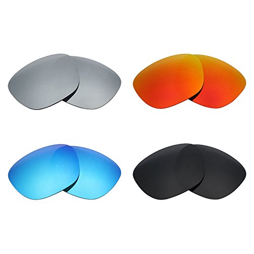 MRY Polarisierte Ersatzgläser für Oakley Enduro Sonnenbrillen, Stealth-Schwarz/Feuerrot/Eisblau/Silber-Titan, 4 Paar von MRY