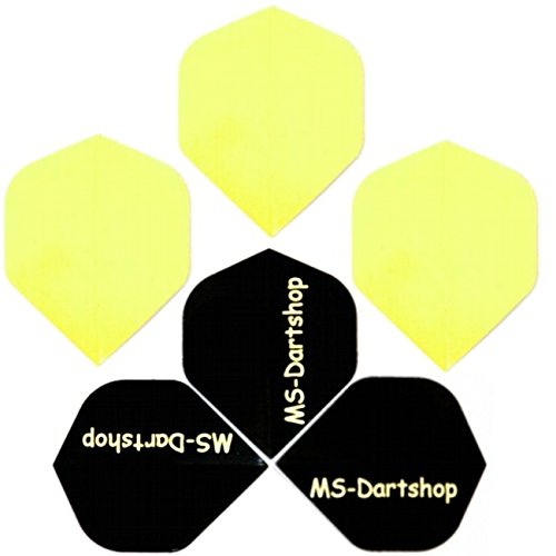 MS-DARTSHOP Dart-Flight Nylon Standard, 3 Satz = 9 Stück, Incl. 1 Satz MS-DARTSHOP Flights (Neon-Gelb) von MS-DARTSHOP