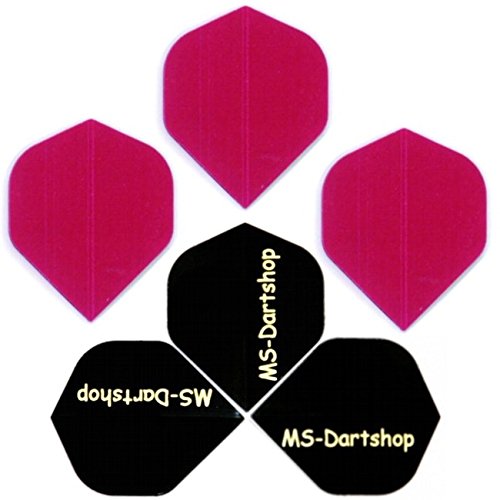 MS-DARTSHOP Dart-Flight Nylon Standard, 3 Satz = 9 Stück, Incl. 1 Satz MS-DARTSHOP Flights (Rot) von MS-DARTSHOP