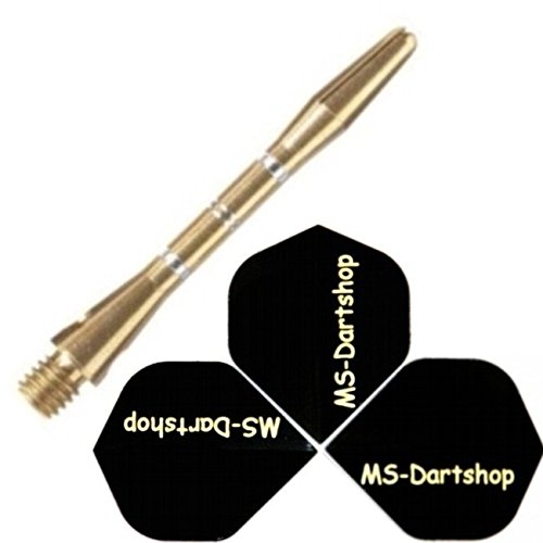 MS-DARTSHOP Dart-Schäfte Alu geringt, 2 Satz = 6 Stück (Gold, L3 = 40mm) von MS-DARTSHOP
