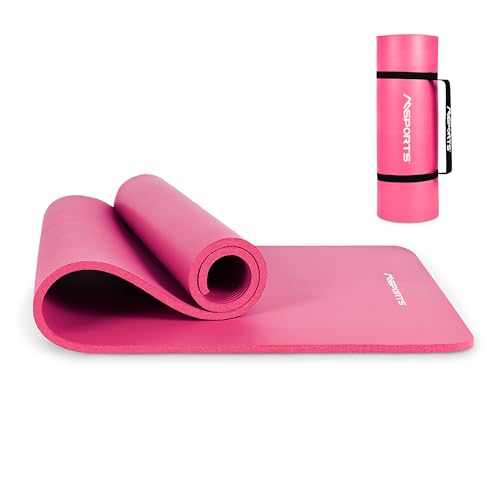 MSPORTS Gymnastikmatte Premium inkl. Tragegurt + Übungsposter + Workout App I Hautfreundliche Fitnessmatte 190 x 100 x 1,5 cm - Pastellpink - Phthalatfreie Yogamatte von MSPORTS