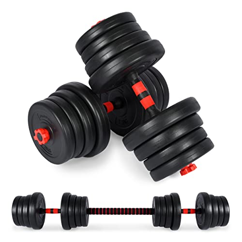 MSPORTS Hantelset Premium 2in1 - Kurzhanteln + Langhanteln verstellbar 20, 30 oder 40 kg - Hanteln Set Dumbbell mit Verbindungsstahlrohr und Gewichten (20 kg) von MSPORTS