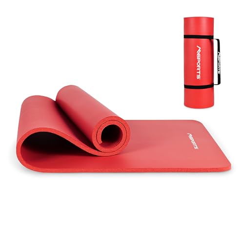 MSPORTS Gymnastikmatte Premium inkl. Tragegurt + Übungsposter + Workout App I Hautfreundliche Fitnessmatte 190 x 60 x 1,0 cm - Rubinrot - Phthalatfreie Yogamatte von MSPORTS