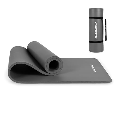 MSPORTS Gymnastikmatte Premium inkl. Tragegurt + Übungsposter + Workout App I Hautfreundliche Fitnessmatte 190 x 60 x 1,5 cm - Anthrazit - Phthalatfreie Yogamatte von MSPORTS