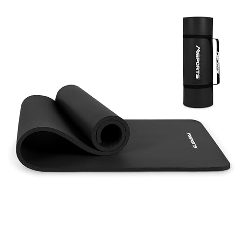 MSPORTS Gymnastikmatte Premium inkl. Tragegurt + Übungsposter + Workout App I Hautfreundliche Fitnessmatte 190 x 60 x 1,5 cm - Schwarz-Matt - Phthalatfreie Yogamatte von MSPORTS