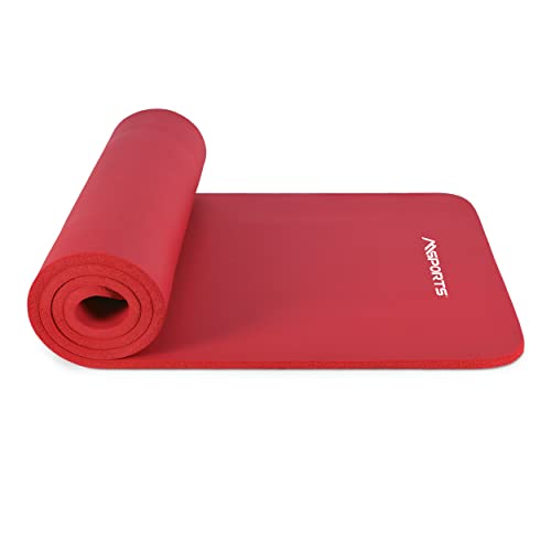 MSPORTS Gymnastikmatte Studio 183 x 61 x 1,5 cm Rot | inkl. Übungsposter und Tragegurte | Hautfreundliche - Phthalatfreie Fitnessmatte - sehr weich | Yogamatte von MSPORTS