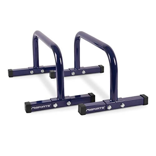 MSPORTS Low Fitness Parallettes Minibarren Professional LxBxH: 60x35x29 cm| Push-Up Bars Liegestützgriffe (Blau) von MSPORTS