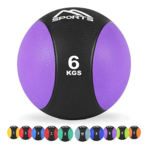 MSPORTS Medizinball 1 – 10 kg – Professionelle Studio-Qualität inkl. Übungsposter Gymnastikbälle (6 kg - Lila) von MSPORTS