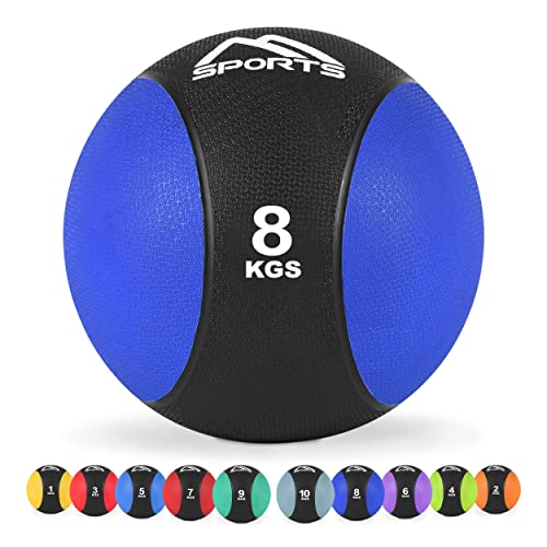 MSPORTS Medizinball 1 – 10 kg – Professionelle Studio-Qualität inkl. Übungsposter Gymnastikbälle (8 kg - Königsblau) von MSPORTS