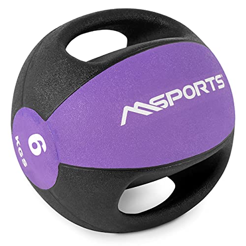 MSPORTS Medizinball Premium mit Griffe 1 – 10 kg – Professionelle Studio-Qualität Gymnastikbälle (6 kg - Lila) von MSPORTS