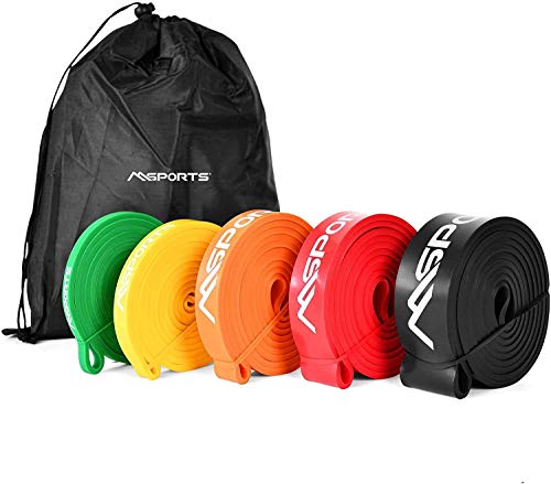 Resistance Band Set Premium in verschiedenen Stärken inkl. Tasche und Workout App - Trainingsband | Gymnastikband | Widerstand-Bänder | Fitnessband (Set) von MSPORTS