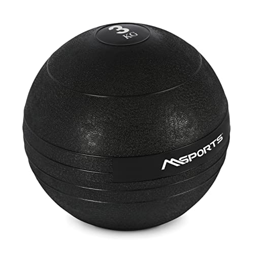 MSPORTS Slam Ball Premium Gewichtsball 3-20 kg Wall-Ball Medizinball (3 kg - Schwarz) von MSPORTS