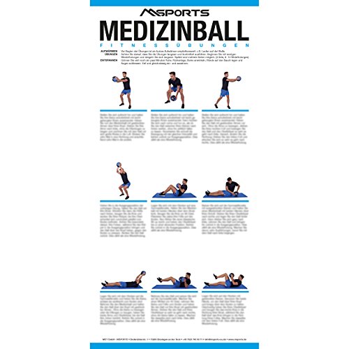 MSPORTS Übungsposter für den Medizinball ca. 44 x 21 cm | 9 Übungen von MSPORTS